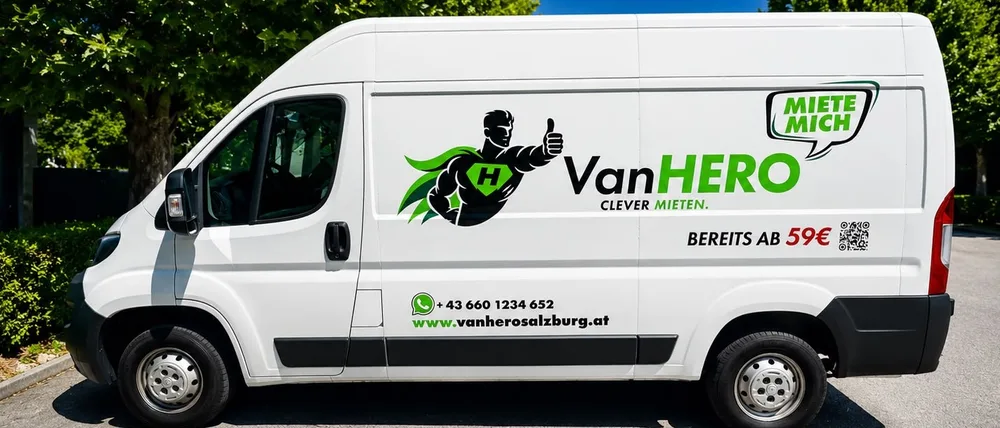 Weißer VanHERO XL-Transporter zum Mieten in Salzburg